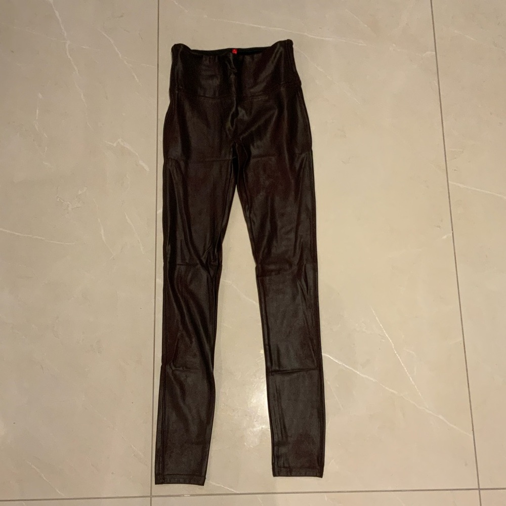 SPANX Dark Brown Faux Leather Leggings